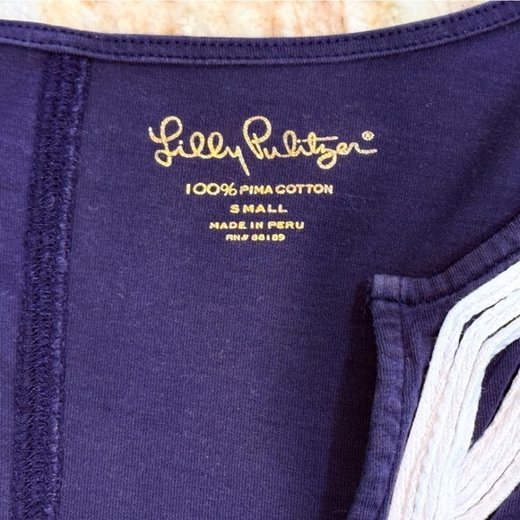 Women’s LILY PULITZER Brewster navy blue pima cotton shift dress Size Small - Picture 3 of 6